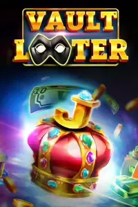 Colorful slot machine featuring the word 'Vault Looter' and a jackpot theme